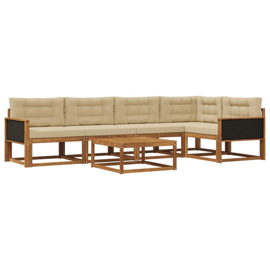 Ensemble de canapés d'extérieur 6 pcs naturel et beige