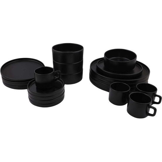 Service de table en céramique noir mat dinner 20 pièces