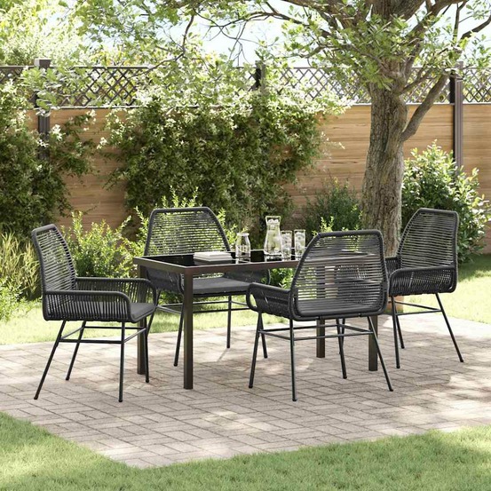 Ensemble de salle à manger pour jardin 5 pcs noir polyrotin