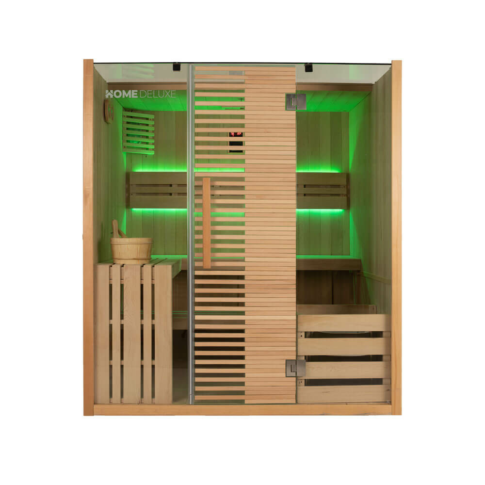 Home deluxe - sauna traditionnel - omaha - 180 x 150 x 200 cm - pour 4 personnes - bois d'épicéa, four de sauna inclus i sauna à