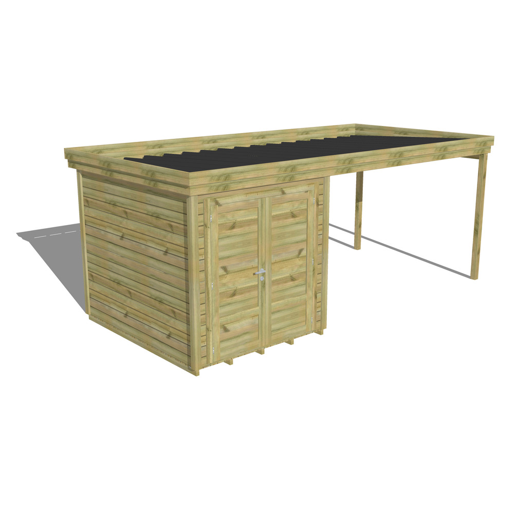 Abri de jardin bois pin traité autoclave 27mm - 5,64x2,64m / 15m2 - bac acier - plancher bois