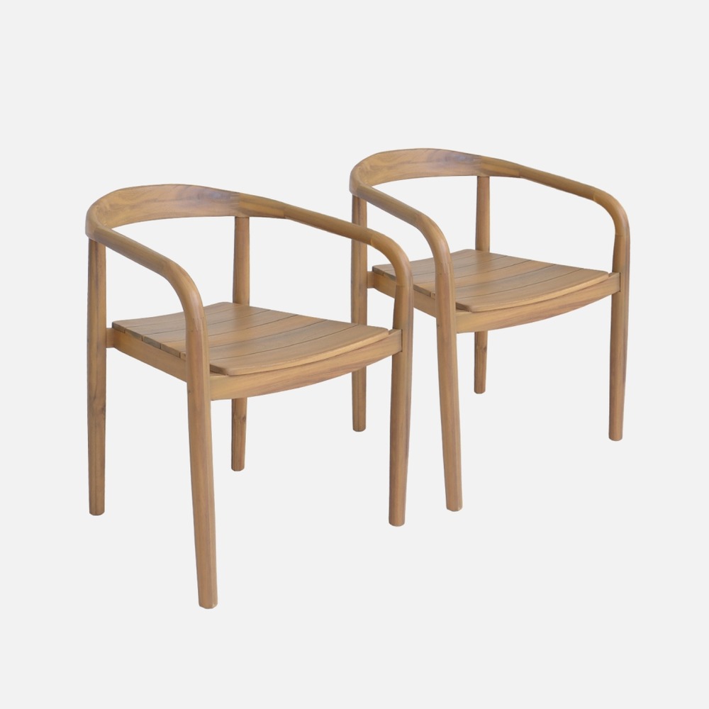 Lot de 2 fauteuils de jardin bois d'acacia - naio