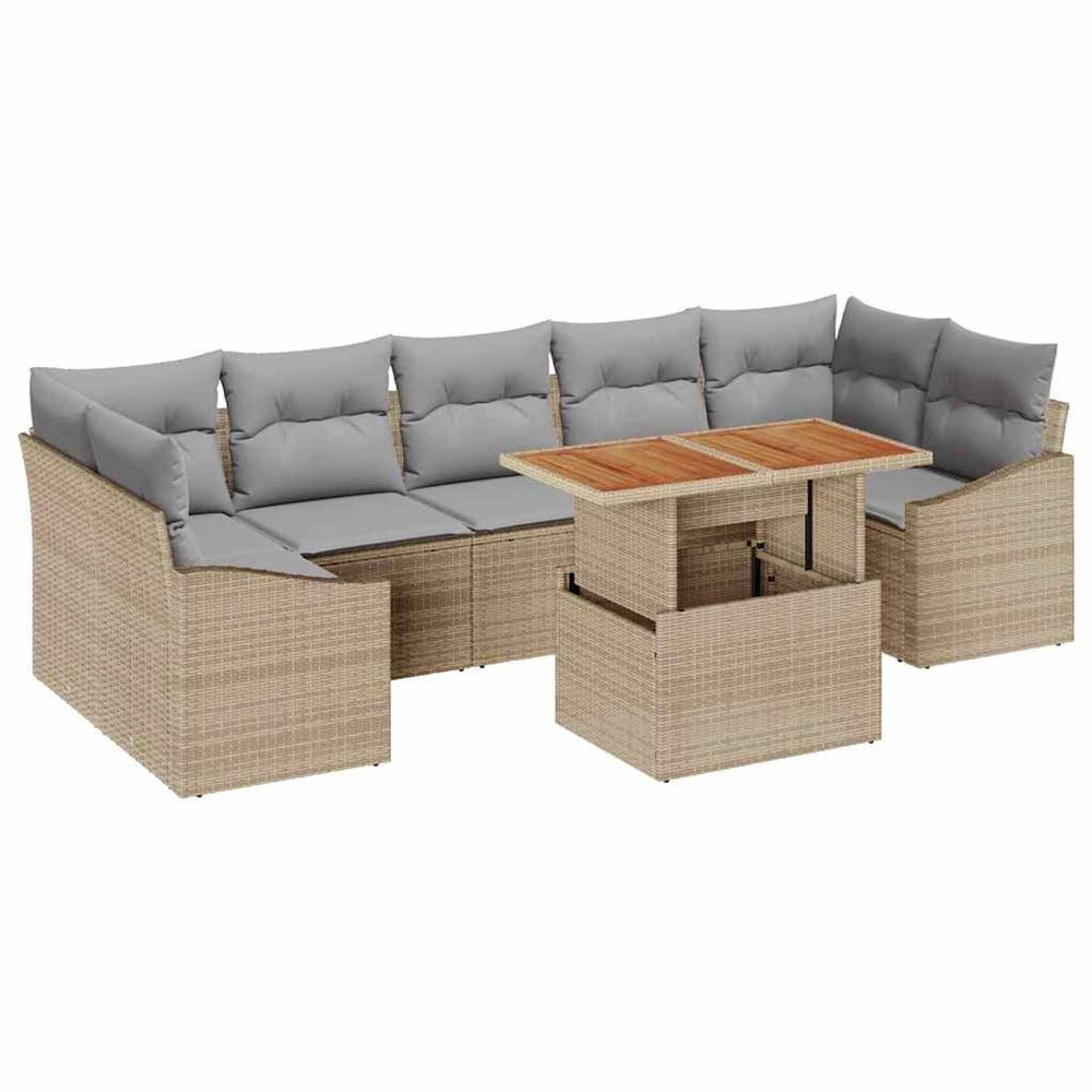 Ensemble de canapé de jardin 8 pc beige et gris clair