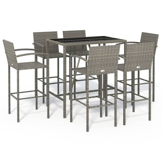 Ensemble de bar de jardin 7 pcs gris résine tressée