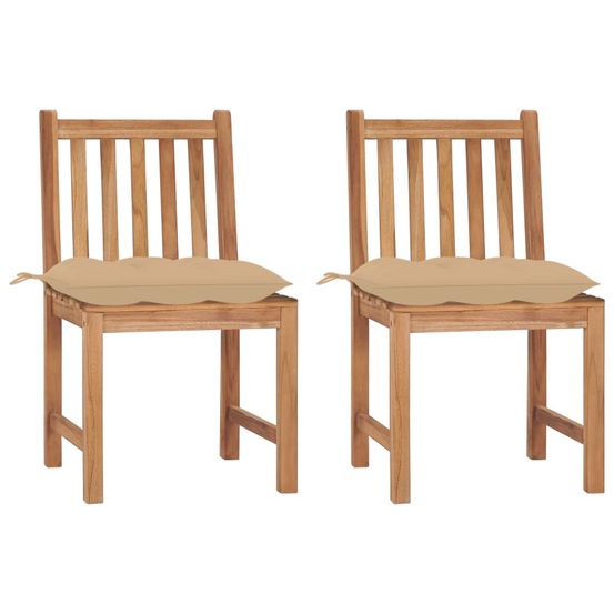 Chaises de jardin lot de 2 avec coussins bois de teck massif