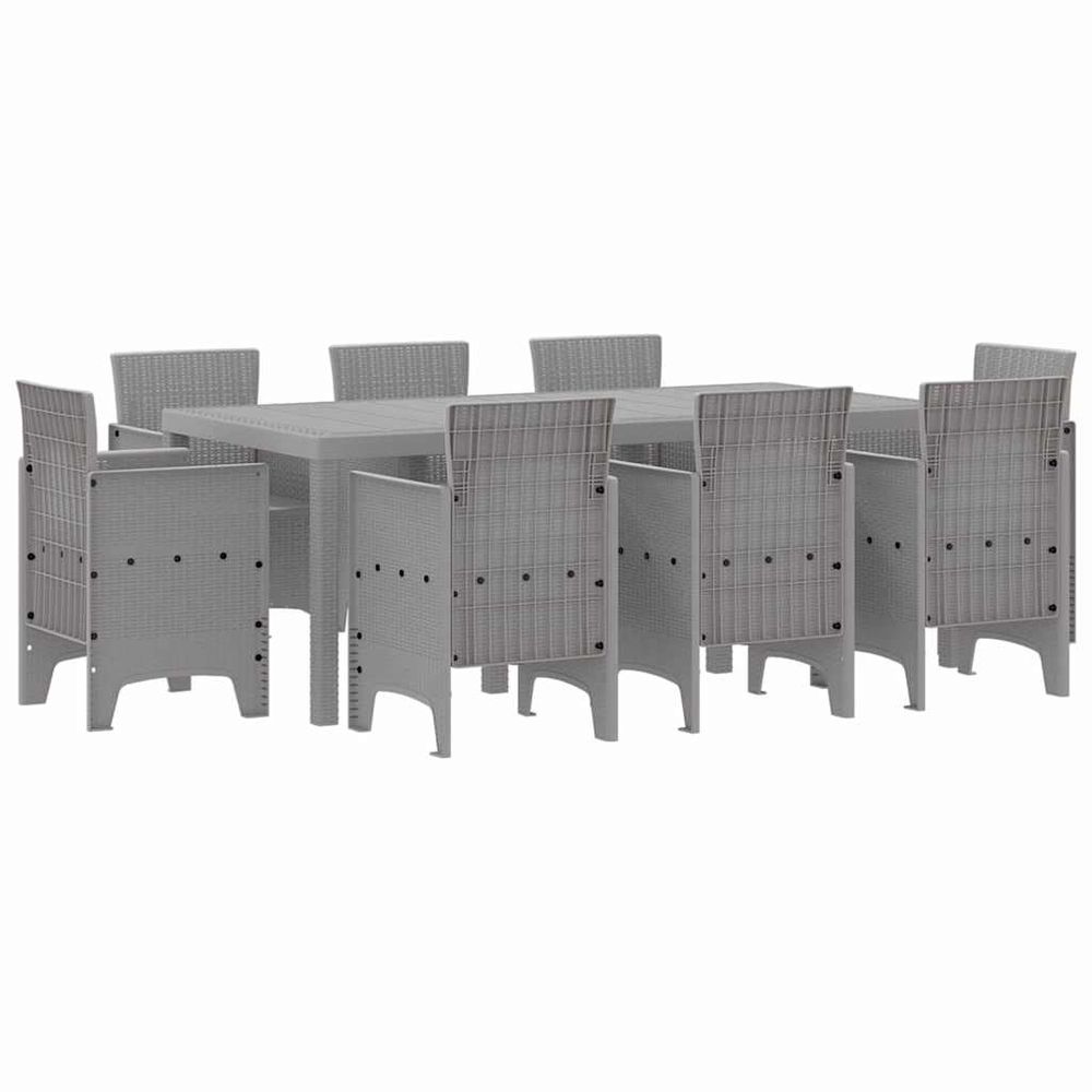 Ensemble de salle à manger pour jardin 9 pc gris clair