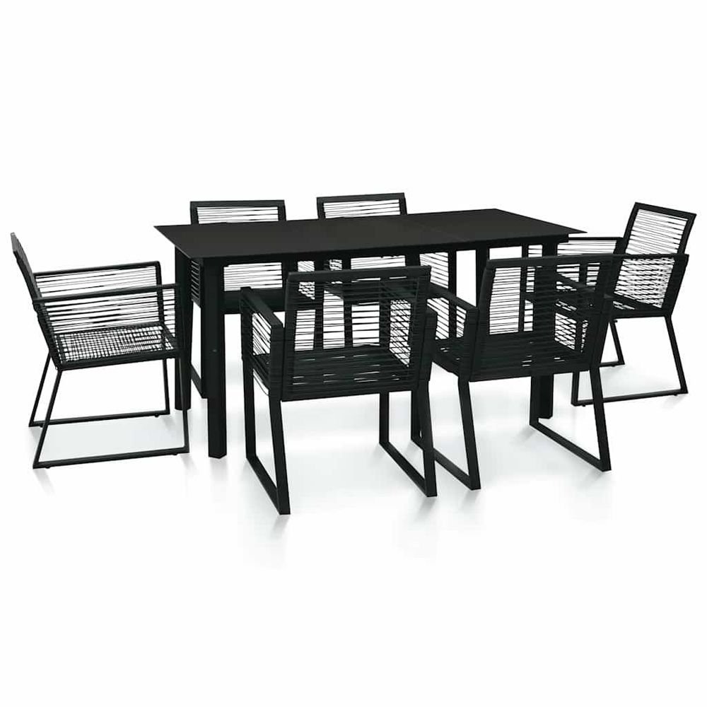 Ensemble à manger d'extérieur 7 pcs rotin pvc noir