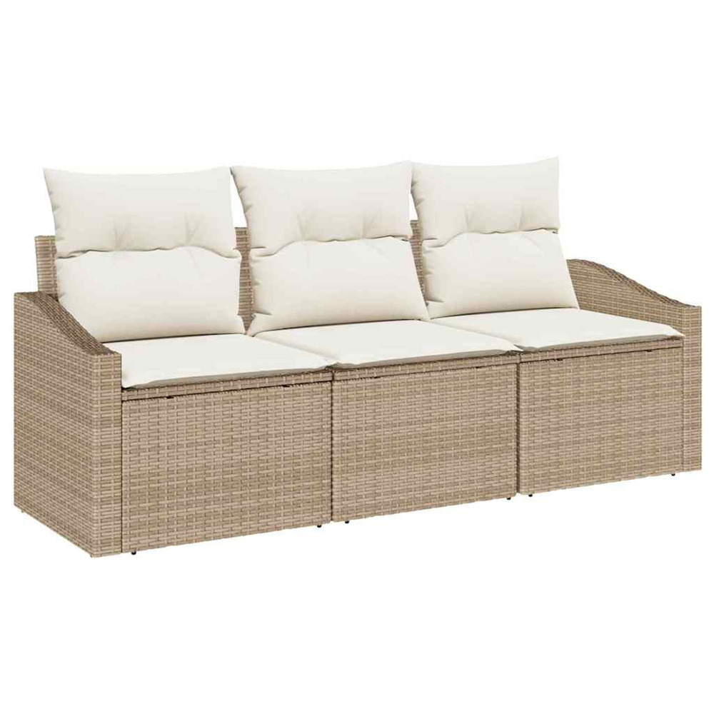 Ensemble de canapé de jardin 3 pcs beige et blanc polyrotin
