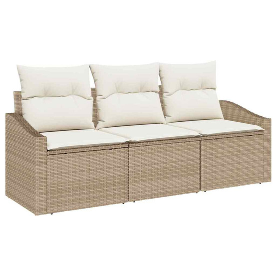 Ensemble de canapé de jardin 3 pcs beige et blanc polyrotin