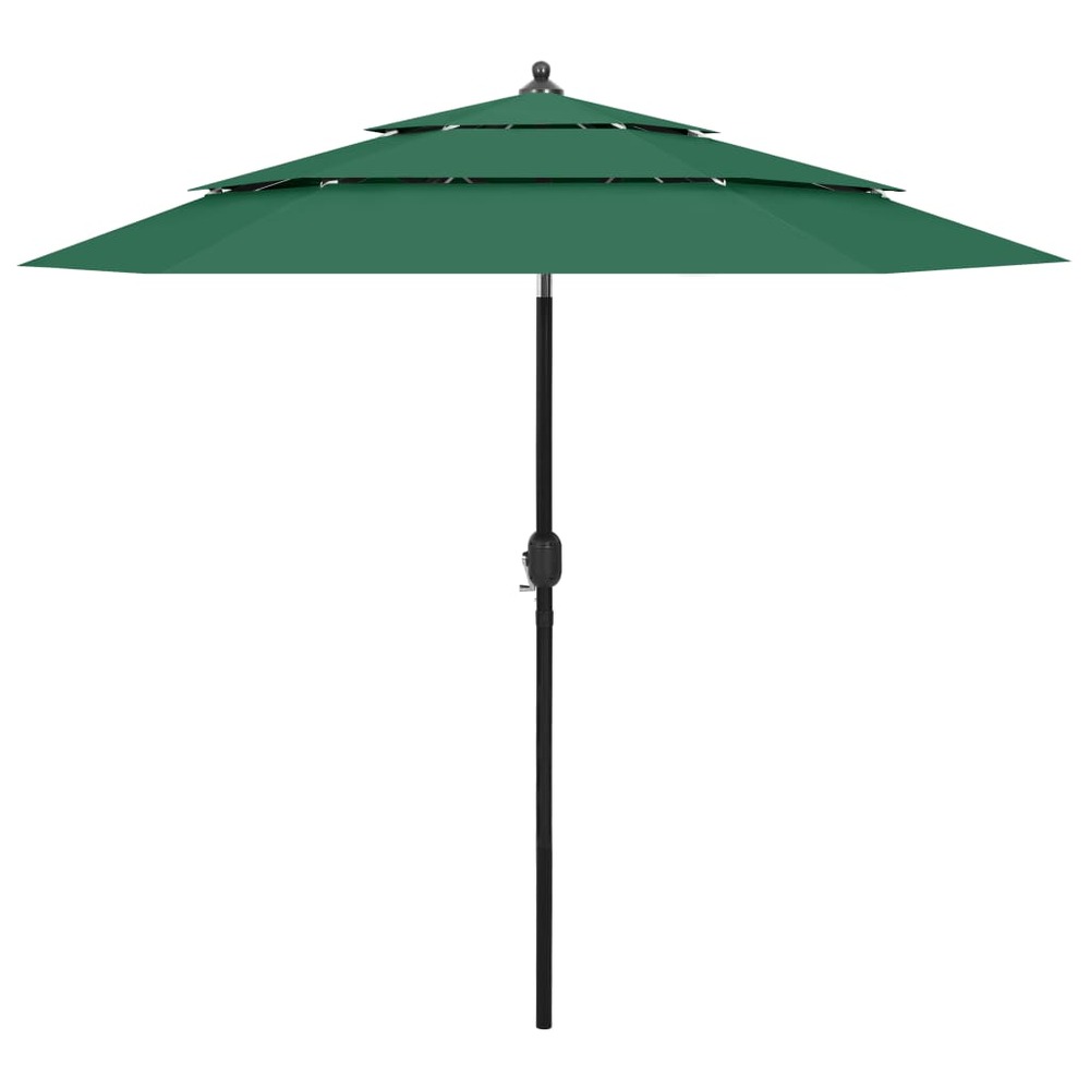 Parasol à 3 niveau x avec mât en aluminium 2,5 m vert