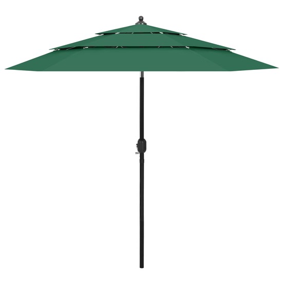 Parasol à 3 niveau x avec mât en aluminium 2,5 m vert