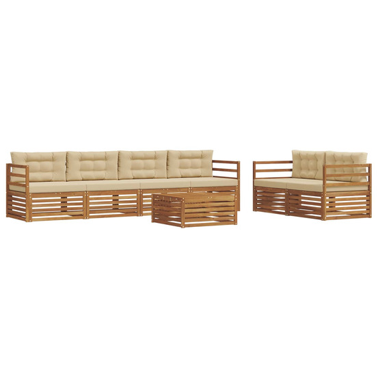 Ensemble de canapés d'extérieur 7 pcs naturel et beige