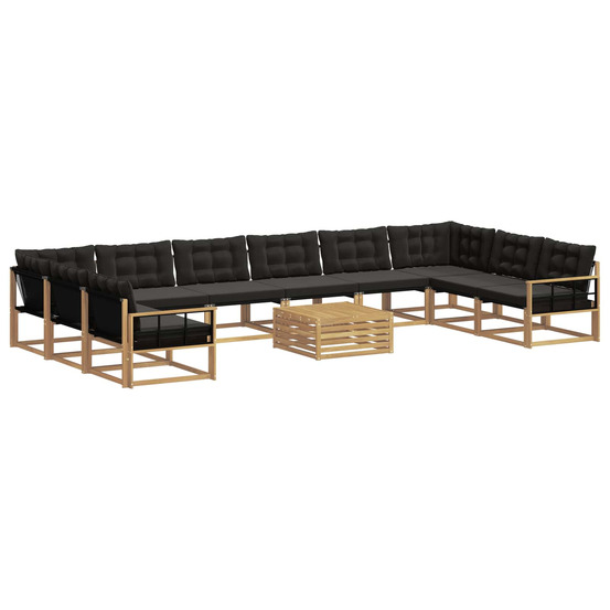 Ensemble de canapés d'extérieur 11 pcs blanc et noir