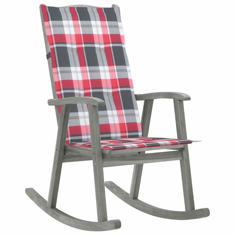 Chaise à bascule avec coussins gris bois d'acacia massif