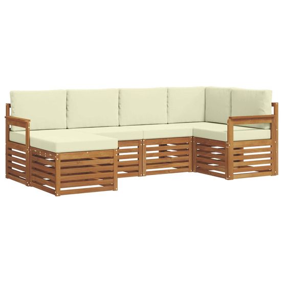 Ensemble de canapés d'extérieur 6 pc naturel et crème polyester