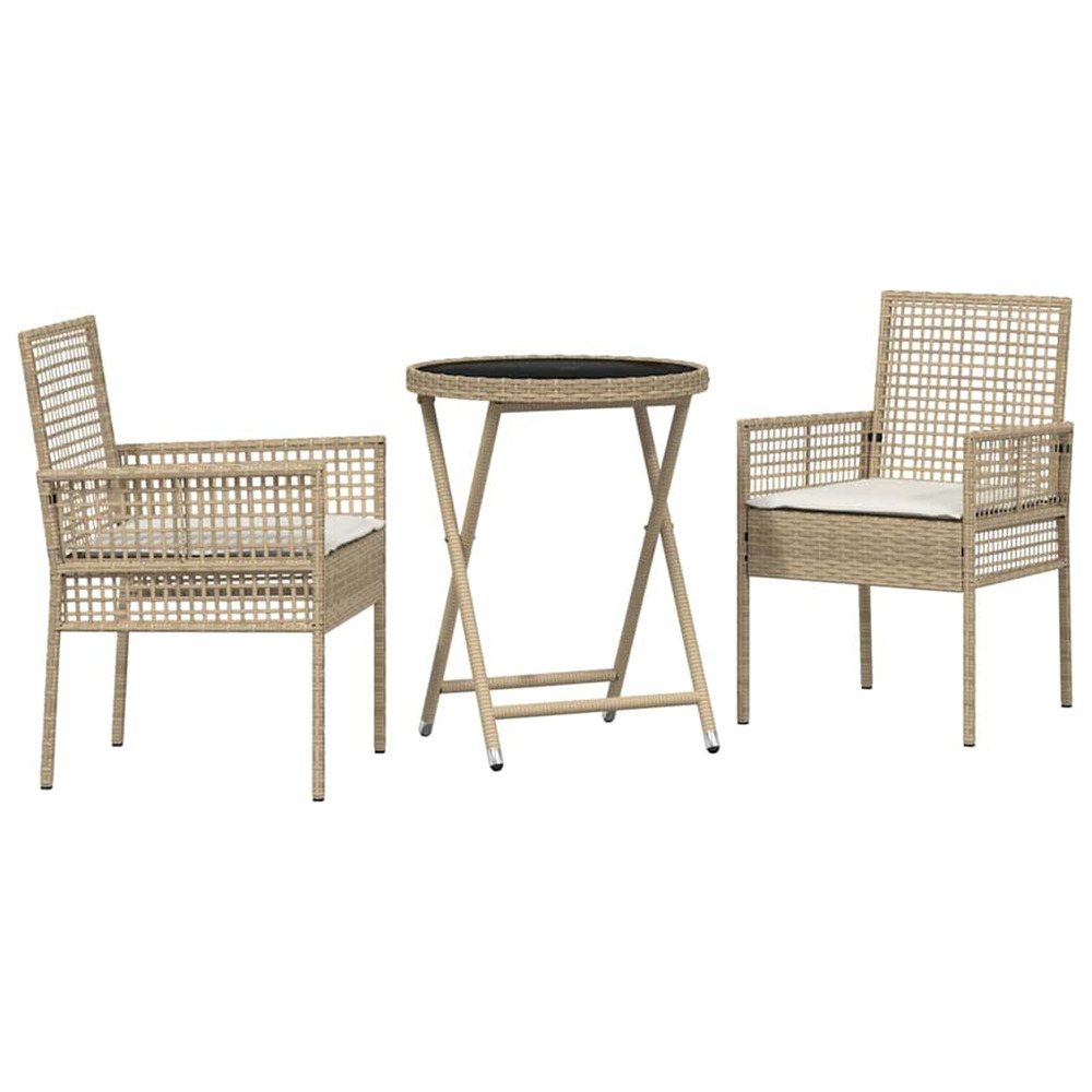 Ensemble bistro de jardin 3 pcs beige polyrotin