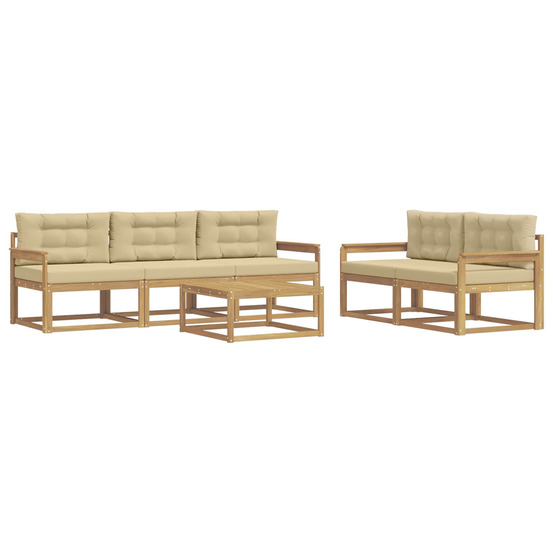 Ensemble de canapés d'extérieur 6 pcs blanc et beige
