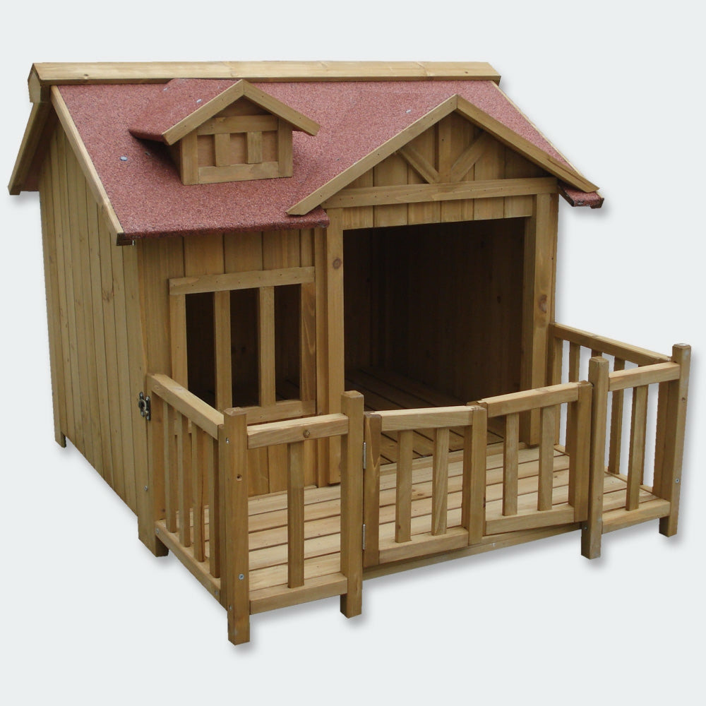 Niche à chien xl maison pour chien bois massif terrasse