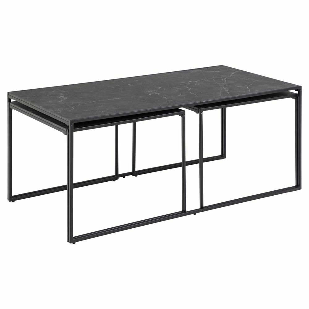 Table basse extensible en 3 pièces en mélamine et métal - l. 120 à 232 cm - noir