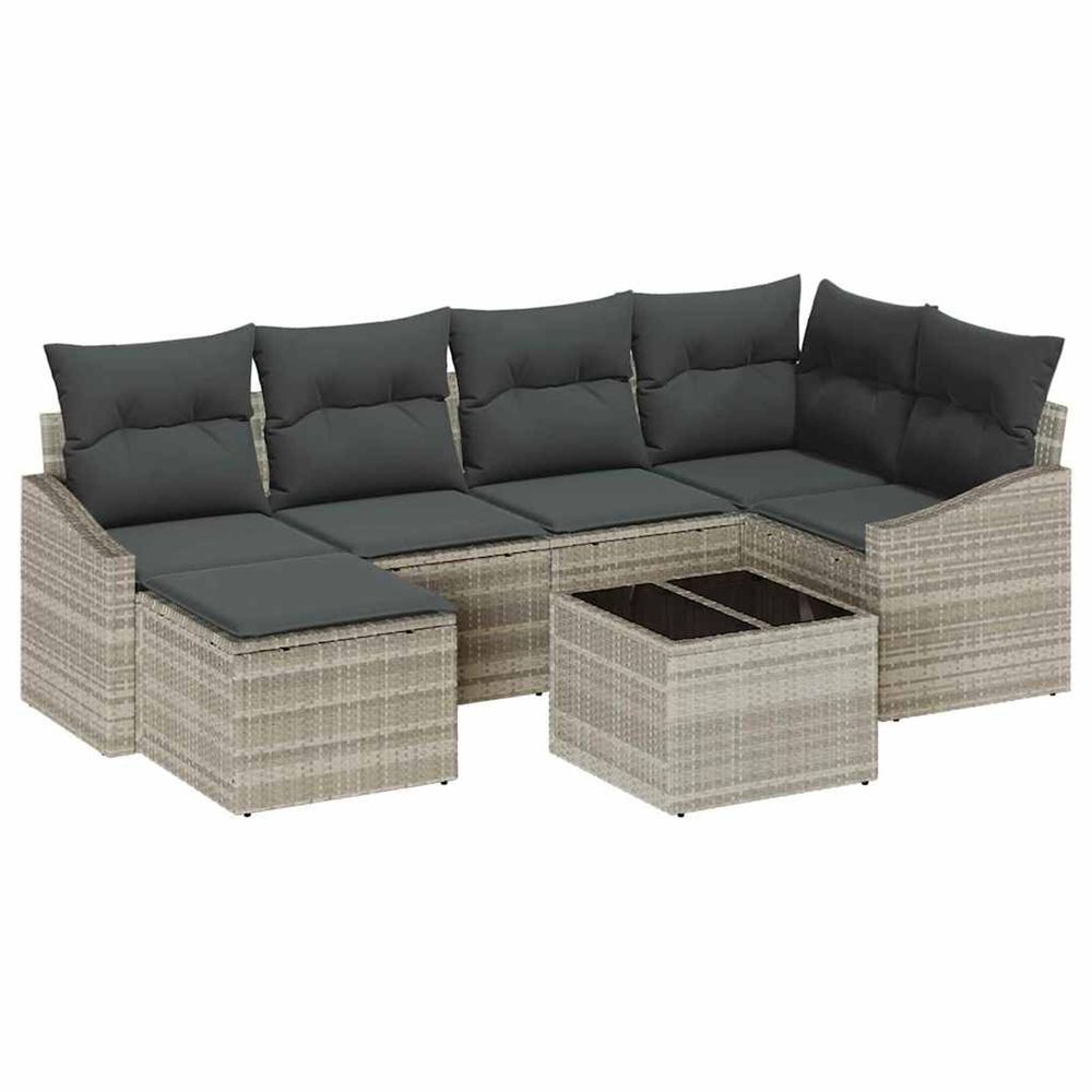 Ensemble de canapés 7 pc gris clair polyrotin