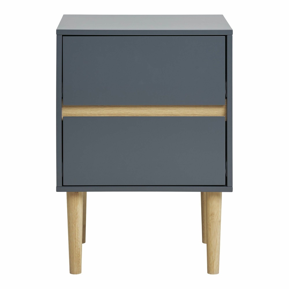 Table d'appoint 2 tiroirs bois gris foncé 40 x 35 x 55 cm