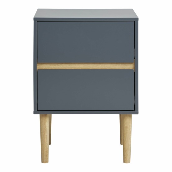 Table d'appoint 2 tiroirs bois gris foncé 40 x 35 x 55 cm