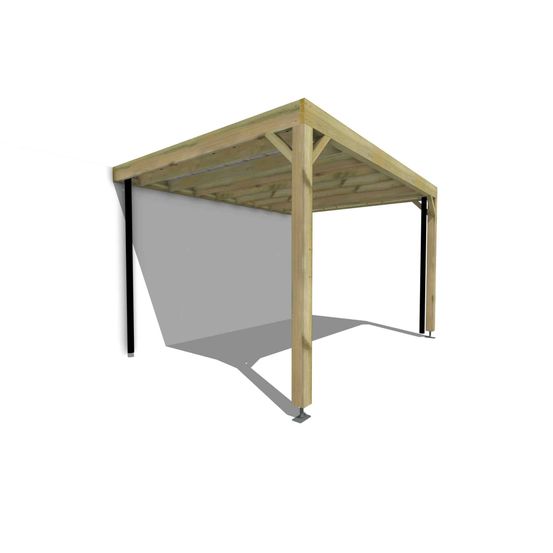 Carport bois adossé 12 m² • 4 x 3 m • hauteur de passage 2,37 m • sens profondeur • livraison comprise