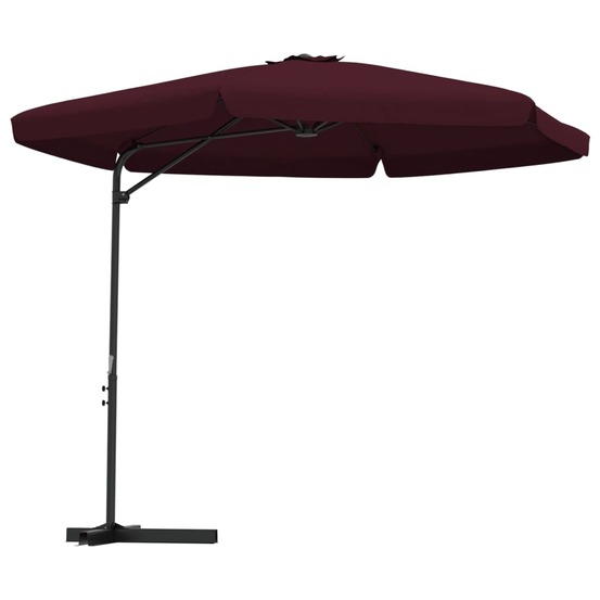 Parasol d'extérieur avec mât en acier 300 cm rouge bordeaux