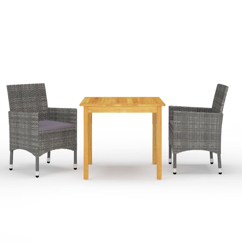 Ensemble à manger de jardin 3 pcs gris