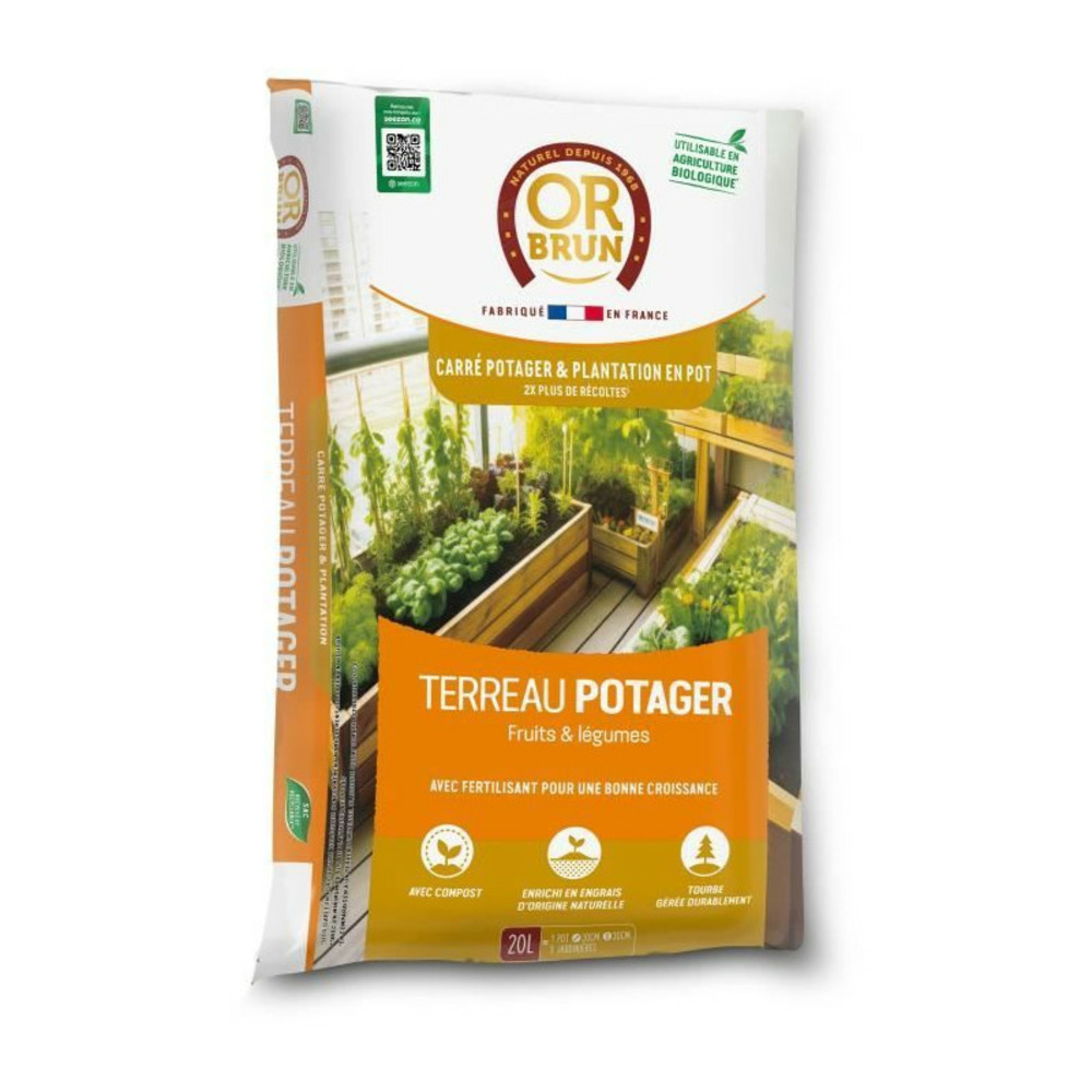 Terreau potager et carré potager - or brun - obrtcapot20n - 20 l