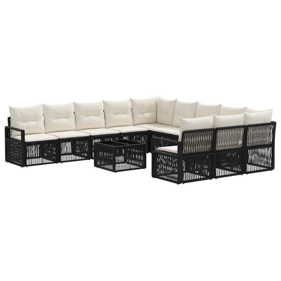 Ensemble de canapé de jardin 12 pc noir polyrotin