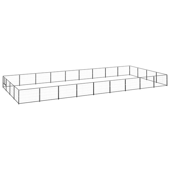Chenil extérieur cage enclos parc animaux chien noir 36 m² acier