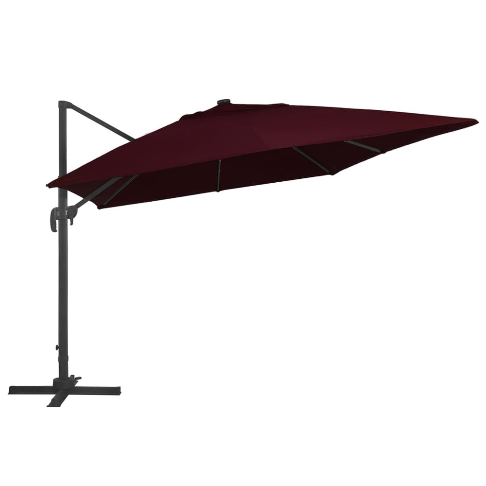 Parasol déporté avec lumières led rouge bordeaux 400 x 300 cm