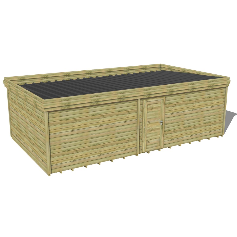 Abri de jardin bois pin traité autoclave 27mm - 8,19x4,34m / 36m2 - bac acier - plancher bois