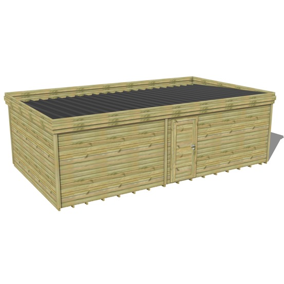 Abri de jardin bois pin traité autoclave 27mm - 8,19x4,34m / 36m2 - bac acier - plancher bois