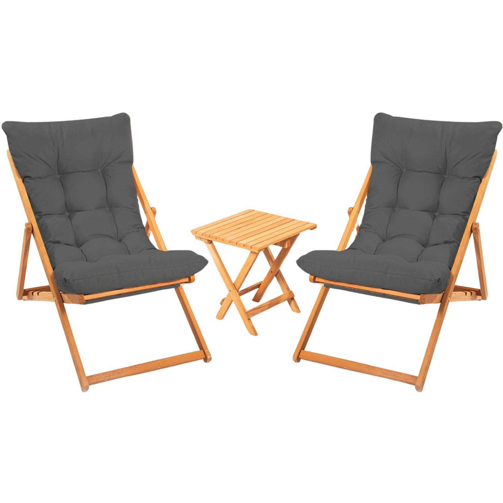 Salon de jardin détente en bois de hêtre mycos gris