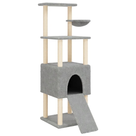 Arbre à chat meuble tour grimper jouet grattage grattoir escalade plateforme avec griffoirs en sisal clair 153 cm gris 02_002
