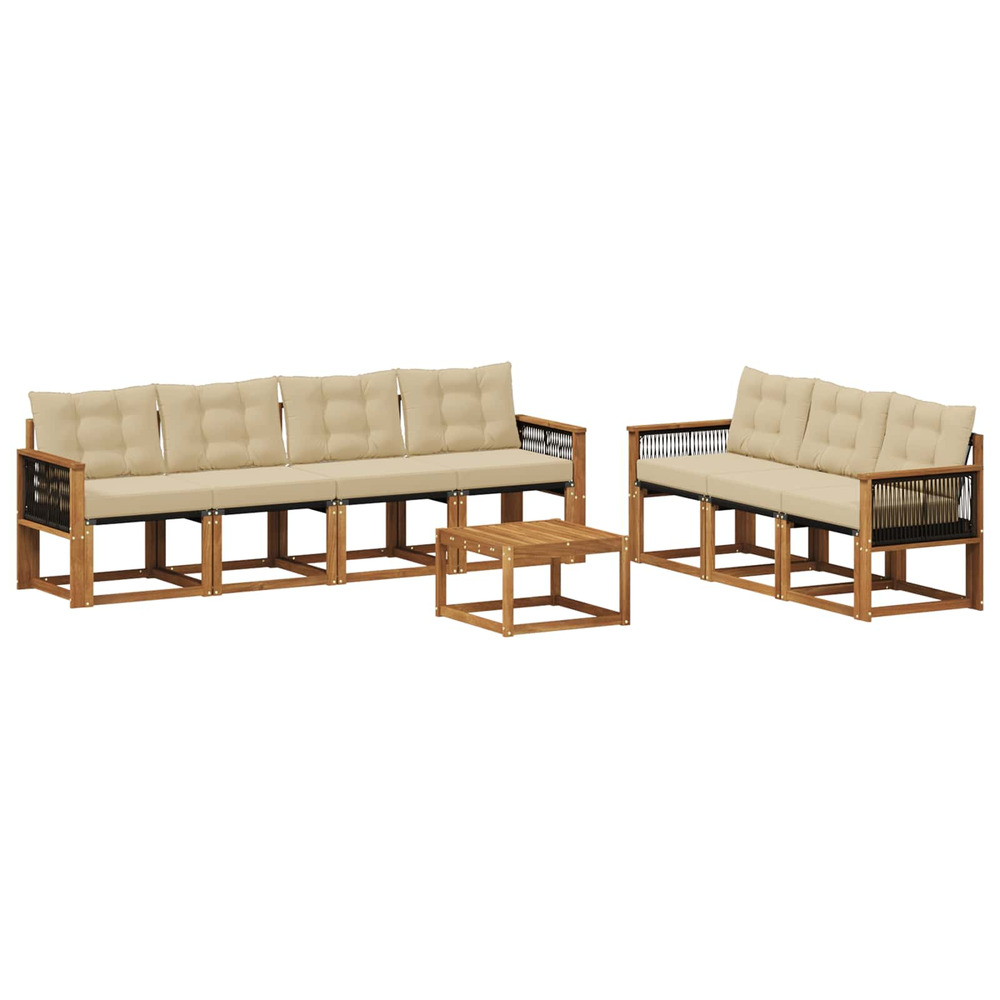 Ensemble de canapés d'extérieur 8 pcs naturel et beige