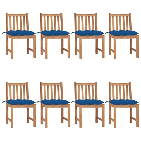 Chaises de jardin lot de 8 avec coussins bois de teck massif