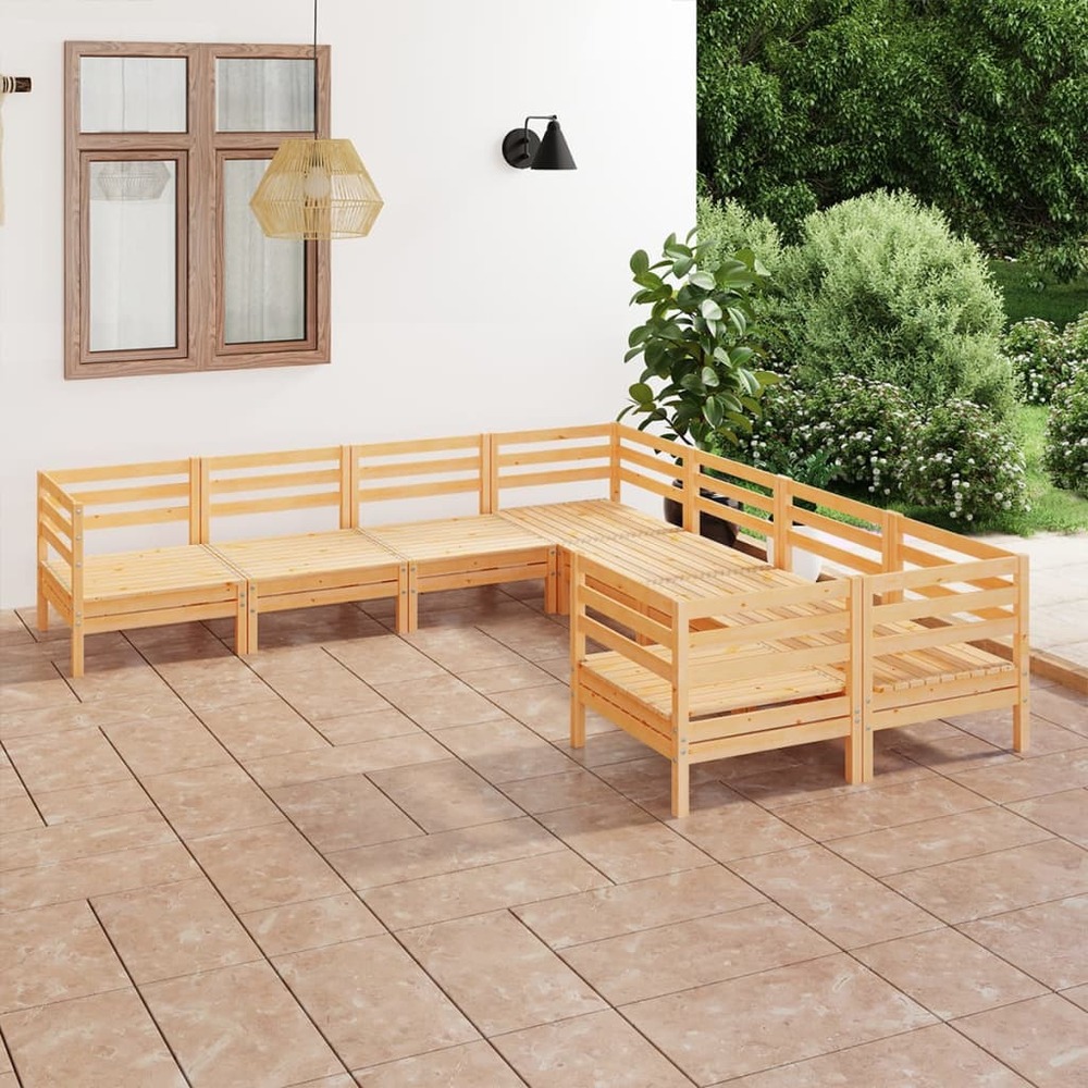 Salon de jardin 8 pcs bois de pin massif