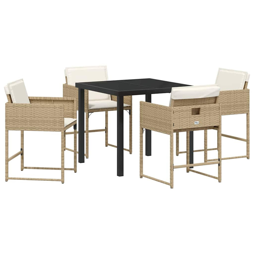 Ensemble de salle à manger pour jardin 5 pcs beige polyrotin