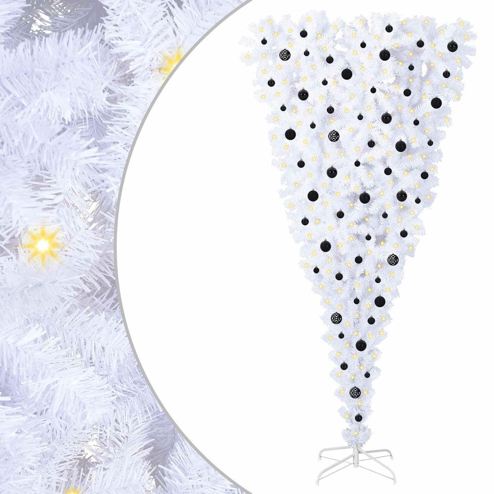 Sapin de noël artificiel avec 300 led blanc 240 cm pvc et acier