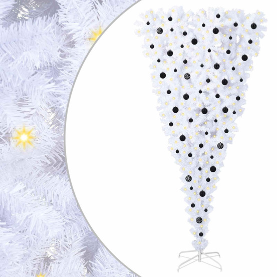 Sapin de noël artificiel avec 300 led blanc 240 cm pvc et acier