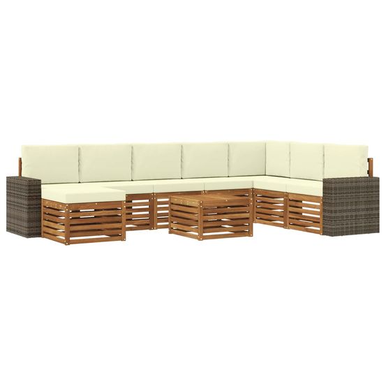 Ensemble de canapés d'extérieur 9 pc naturel et crème