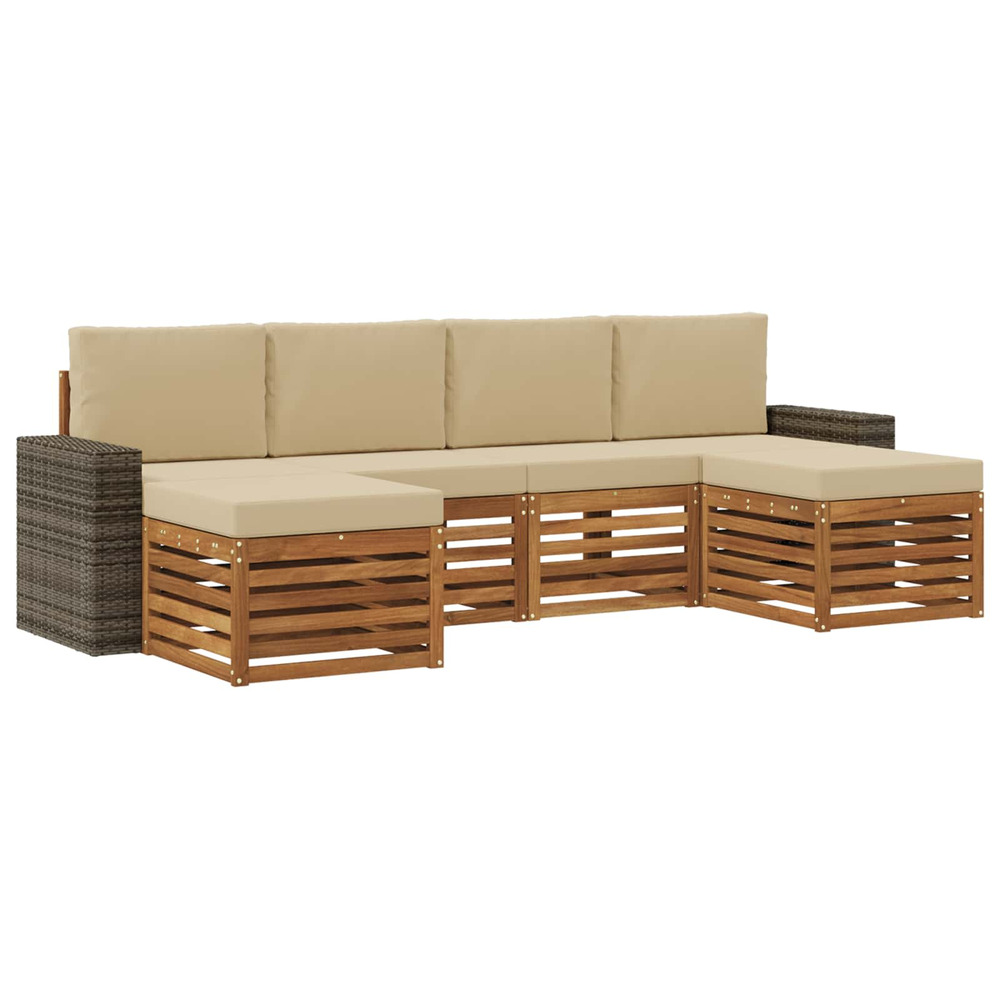 Ensembles de canapés avec coussin 6 pcs naturel et beige