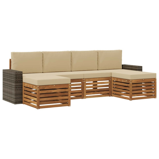 Ensembles de canapés avec coussin 6 pcs naturel et beige
