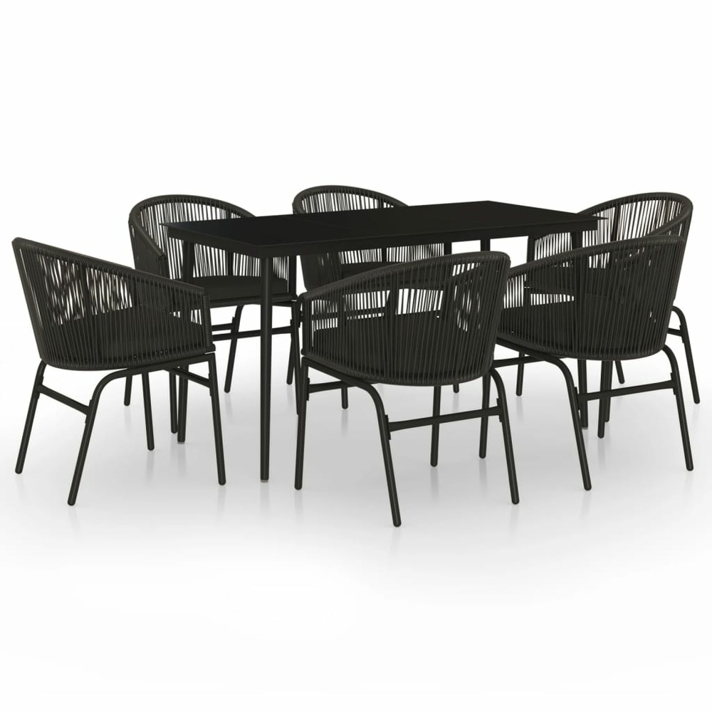 Ensemble à manger de jardin 7 pcs noir