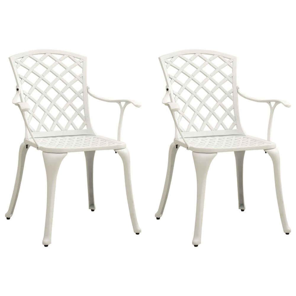 Chaises de jardin lot de 2 aluminium coulé blanc