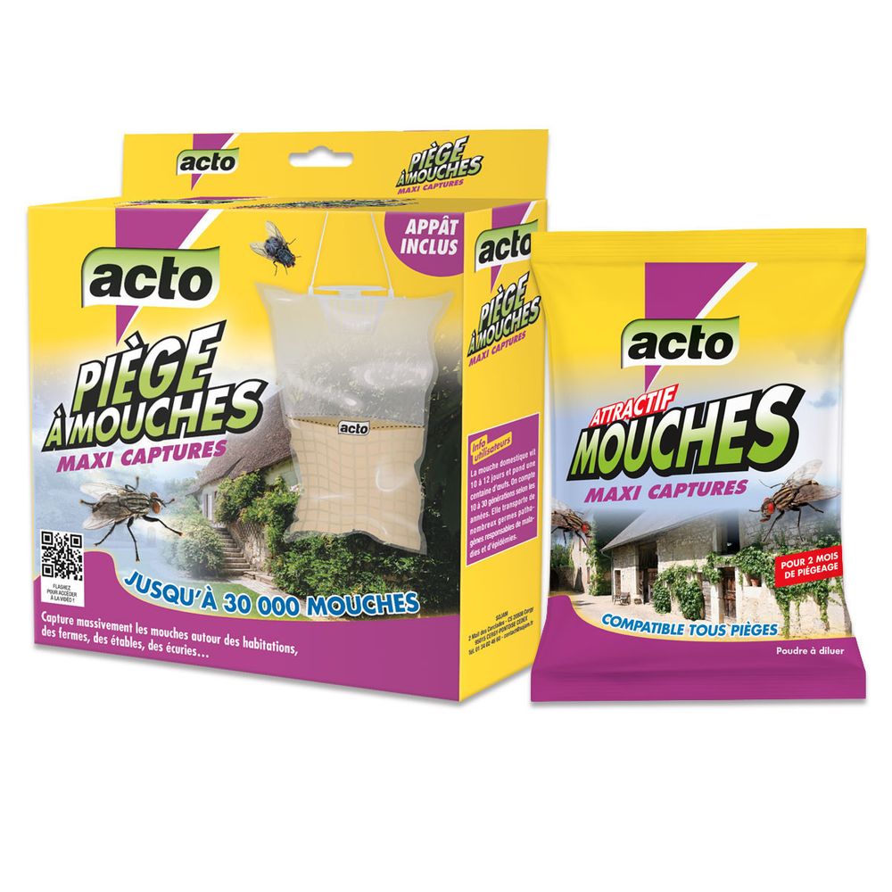 Pack piège à mouches acto maxi captures + recharge attractif 125 g