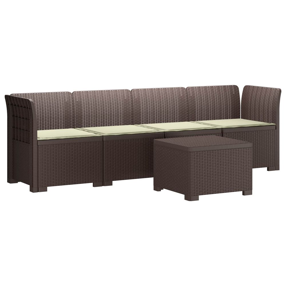Canapé de jardin 4 places avec coussins look rotin pp marron